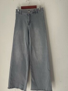 Zara Kids Gray Wide Leg Raw Hem Jeans Size 12–13 Years 156 cm